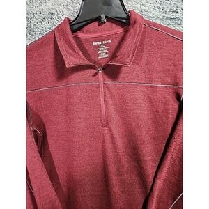 Swiss Tech Sweater Mens Large Maroon  1/4 Zip Pocket Lightweight Outdoors